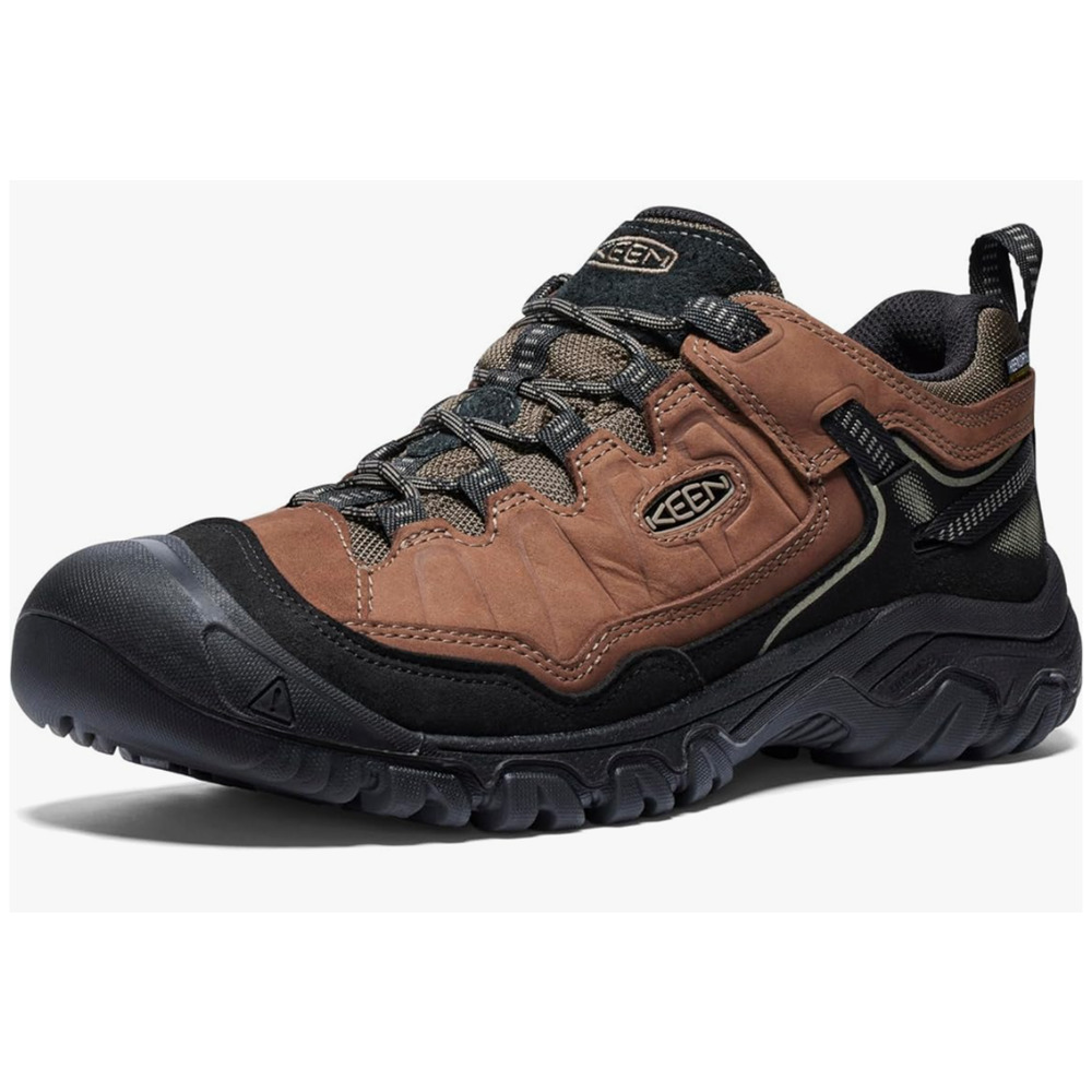 KEEN Men's Targhee 4 Low Height Waterproof Hiking Shoes, Bison/Black, 9.5 M